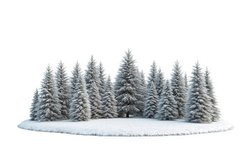 Obraz premium a snow-covered fir trees in a winter forest isolated on a transparent background