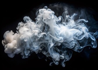 Obraz premium Panoramic White Smoke Photography on Black Background - Abstract Smoke Images