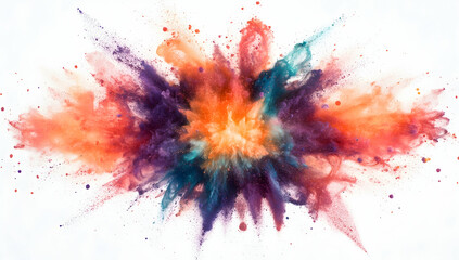 Colorful powder explosion isolated on a white background