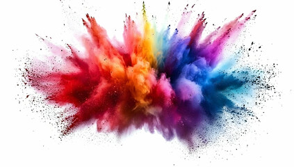 Colorful powder explosion isolated on a white background