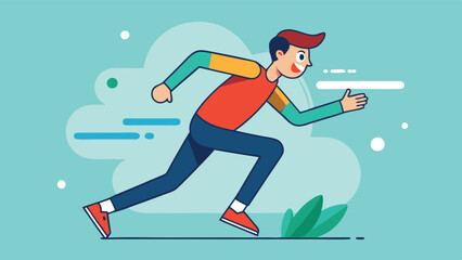 Child running joyfully in a colorful vector illustration designed for educational or playful contexts