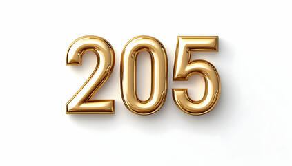 Gold number "205" in a three-dimensional style, with a white background and sharp edges