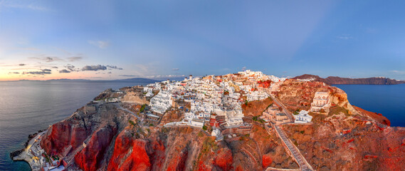 Drone view of Santorini Sunset