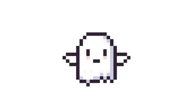 cute flying ghost pixel animation
