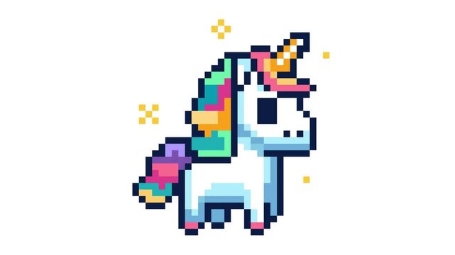 rainbow unicorn pixel art animation
