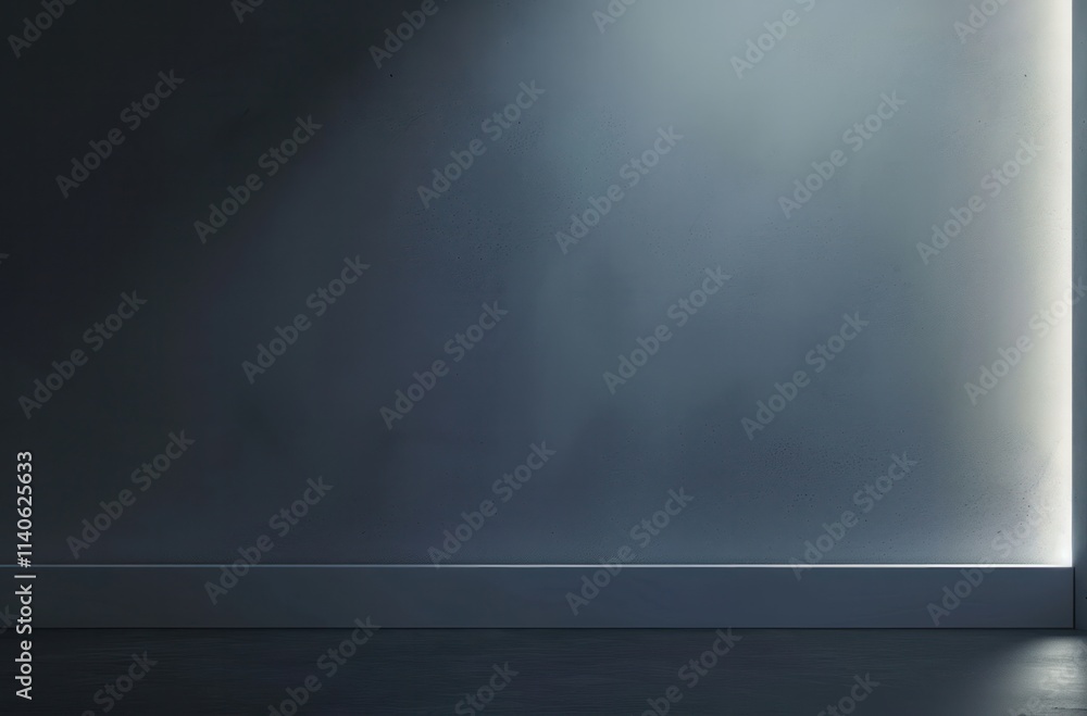 Poster a minimalist image featuring a dark wall with a soft light edge, creating a serene and modern atmosp