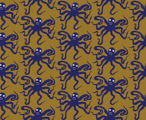 Octopus seamless pattern. Vector background. 