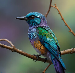 Fototapeta premium blue and yellow billed toucan AI generative