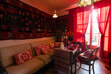 Ukrainian home decorated for Christmas traditional celebration
