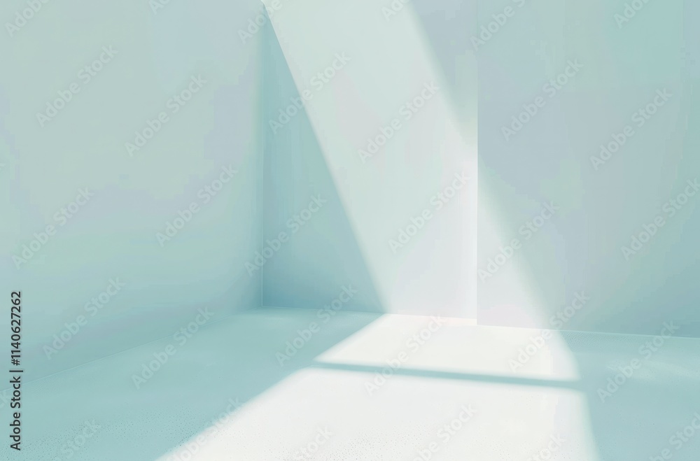 Poster minimalistic interior space with soft light streaming through creating a serene and tranquil atmosph