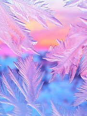 Obraz premium Intricate Icy Patterns on Frosted Window Glass