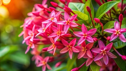 Obraz premium Pink Jasmine Vine Macro Photography: Close-Up Images of Delicate Flowers & Blossoms