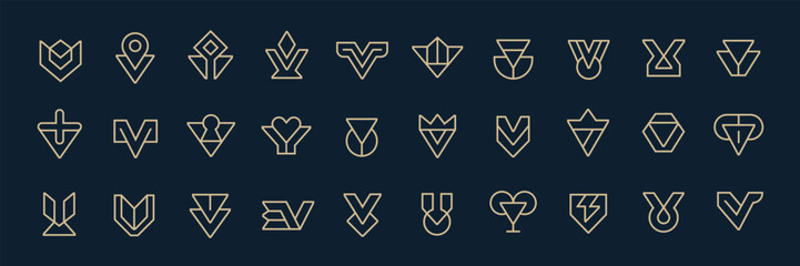 Abstract Letter V Logo Collection with Minimal and Elegant Outline