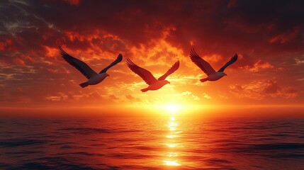 Majestic Bald Eagles Soaring at Sunset