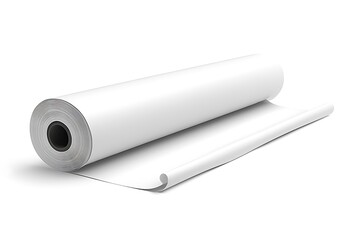 A Roll Of White Paper Unrolling On White Background