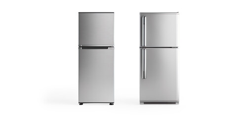Modern Stainless Steel Side-by-Side Refrigerator Isolated on White Background