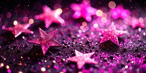 Pink Star Macro Photography: Black Background Close-up Images - Stunning Galaxy Details