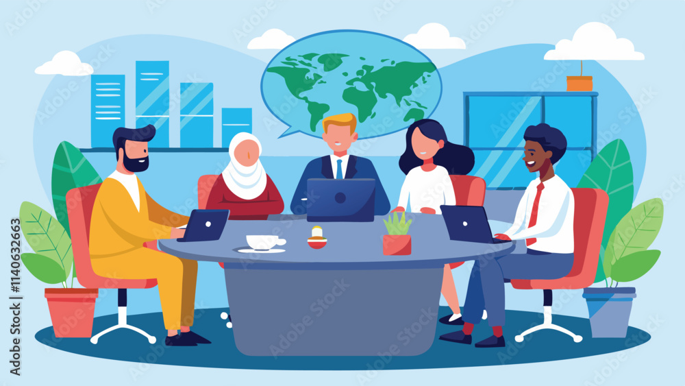 Leinwandbilder diverse team collaborating in a modern office environment with a global perspective and technology u