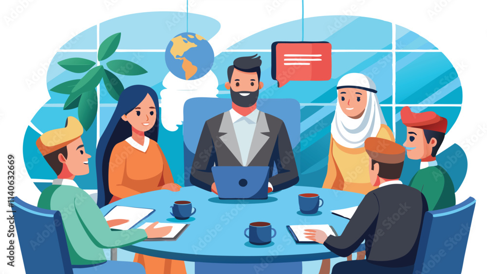 Leinwandbilder diverse team collaborating in a modern office environment with a global perspective and technology u