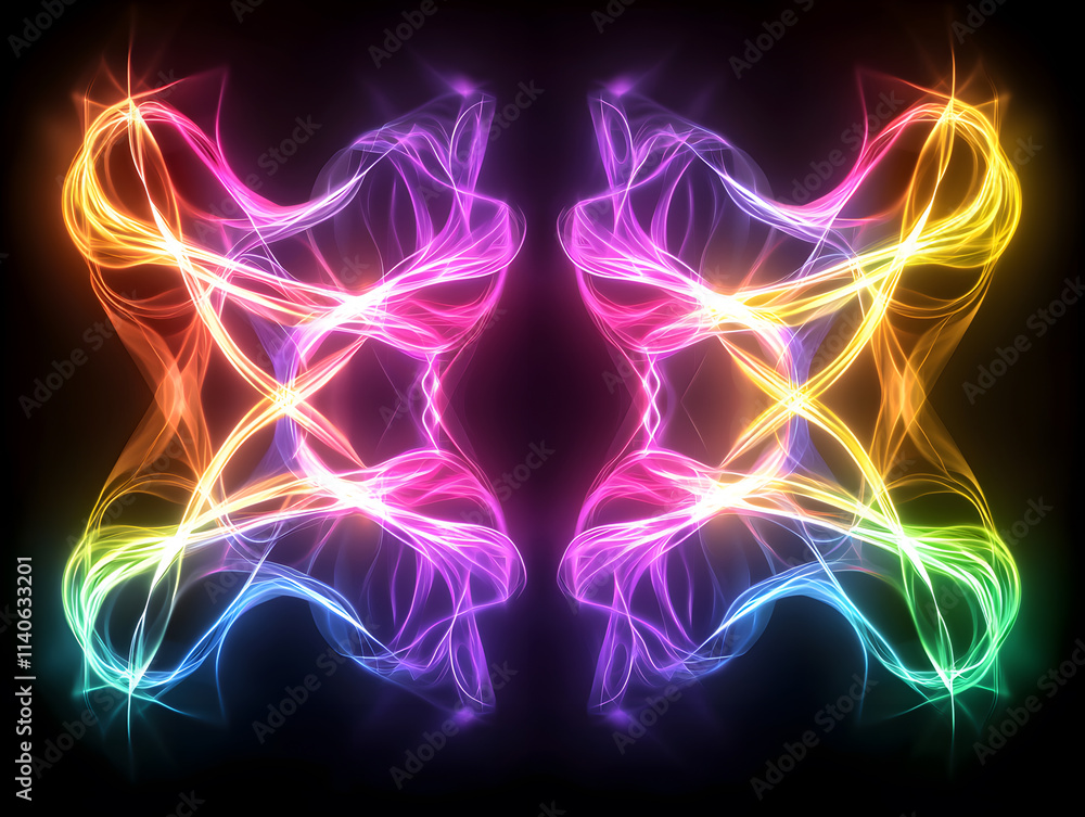 Aufkleber dynamic colorful abstract waves digital art visual design dark background creative perspective vibra