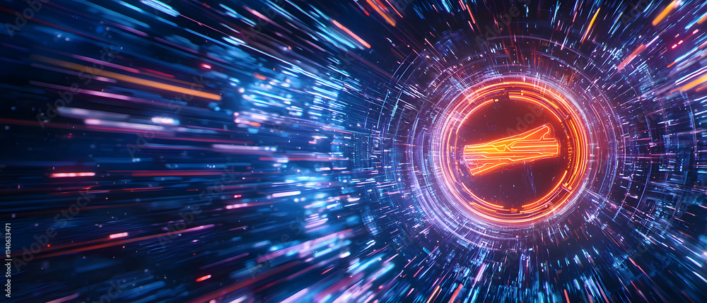 Poster dynamic energy burst futuristic digital realm abstract art virtual environment close-up view motion 
