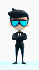 An imaginative AI agent character in a 3d illustration style, white background. 