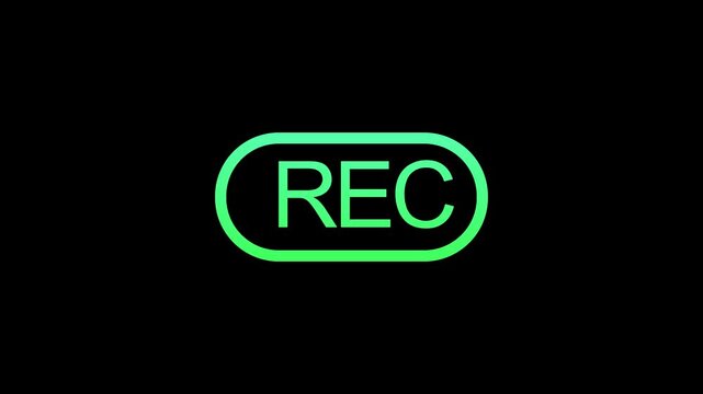 Recording icon glowing outline active recording status, media, broadcasting. Ideal for digital media projects. Cctv Security Camera Overlay. Recording sign. Red logo camera video recording symbol,