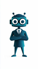 An imaginative AI agent character in a 3d illustration style, white background. 
