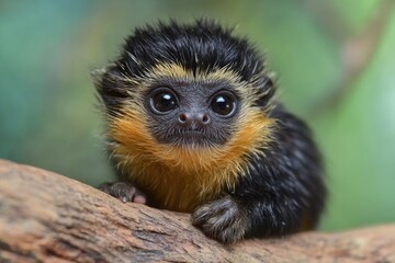 Obraz premium Red-bellied titi monkey baby resting on a branch
