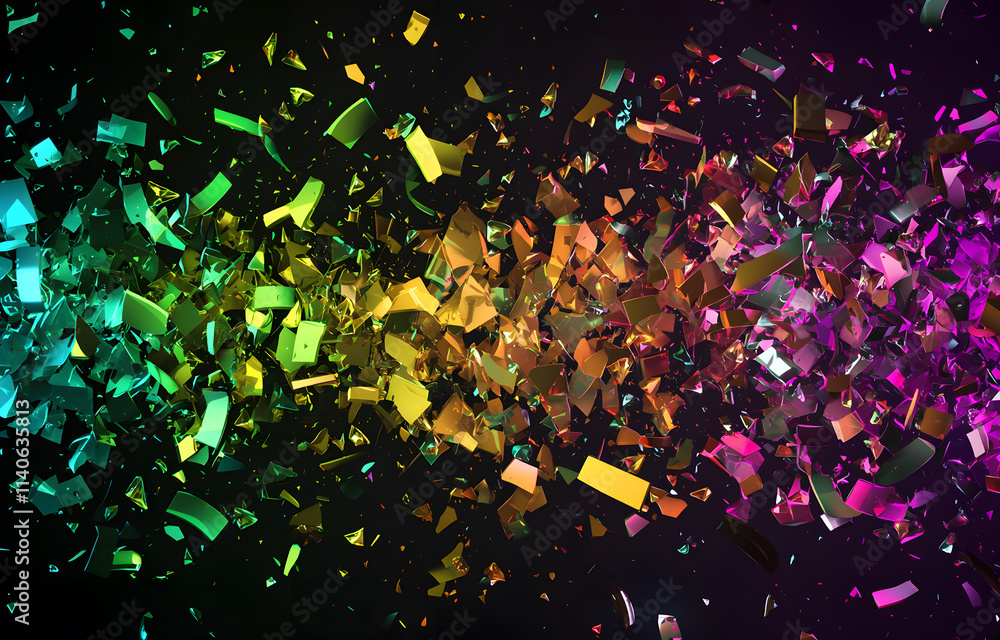 Poster dynamic shattering colors abstract art digital design vibrant environment close-up view creative con