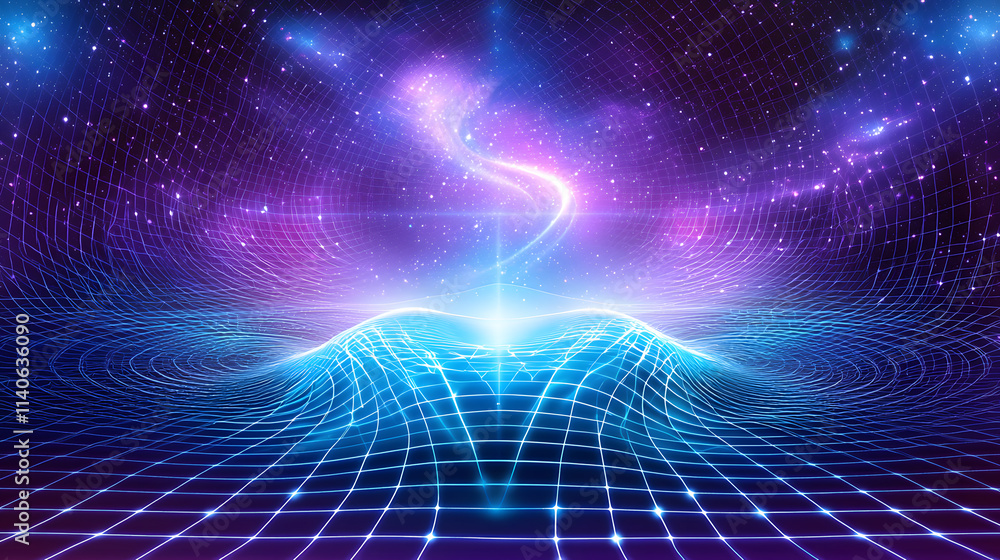 Poster cosmic energy swirls in a digital universe virtual reality abstract art futuristic environment wide 