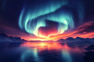 Naklejka premium Mesmerizing Aurora Borealis in Night Sky