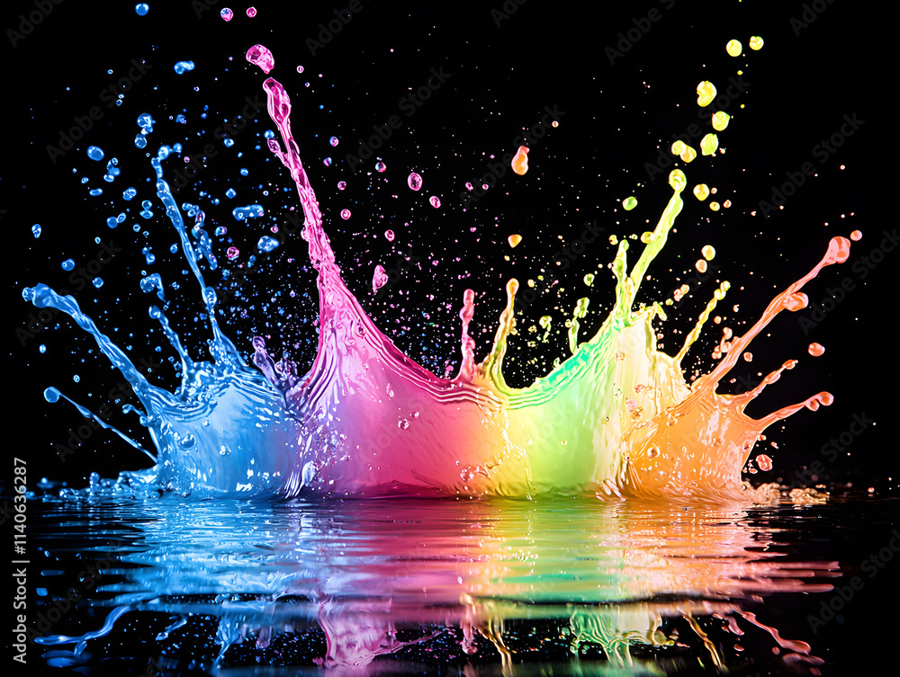 Poster dynamic color splash action artistic studio photography creative environment close-up view vibrant c