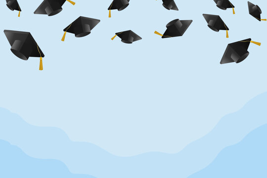 Graduation Caps Flying High Celebrating Academic Achievement and Success