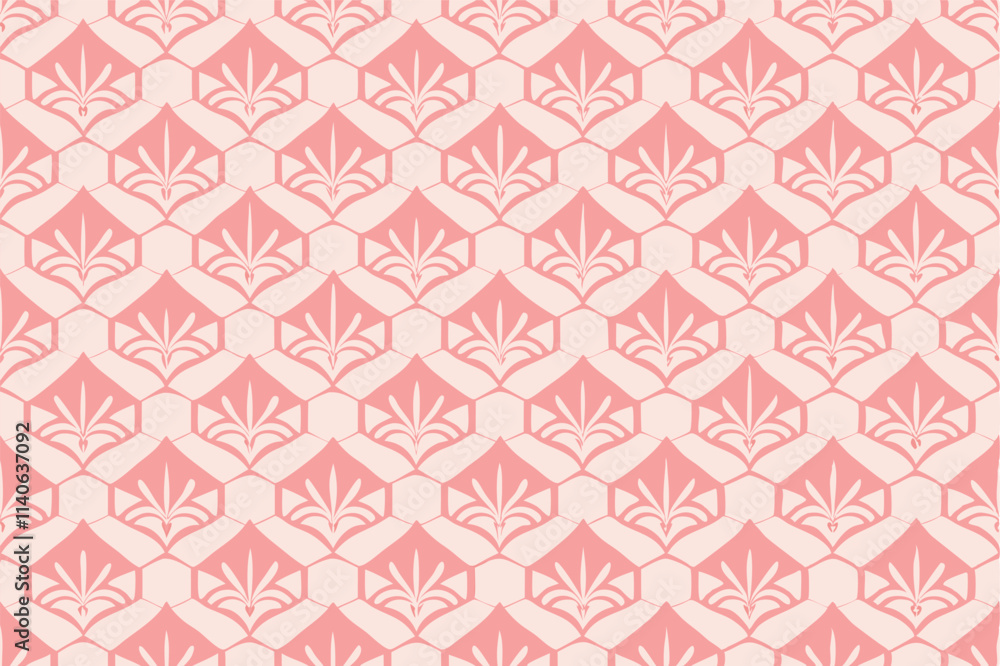 Aufkleber Intricate vector pattern design featuring floral motifs in a soft pink and cream color scheme ideal for textiles or wallpapers