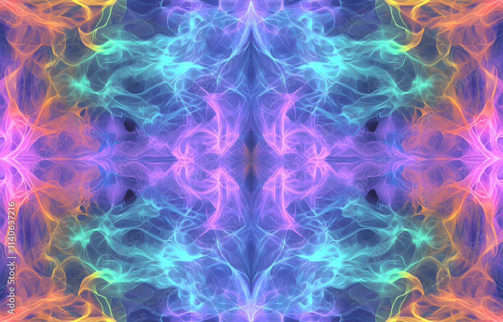 Poster vibrant abstract light patterns digital realm graphic art colorful atmosphere symmetrical view visua