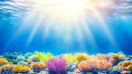 Naklejka premium A vibrant coral transformation of a carbon molecule in a striking blue display.