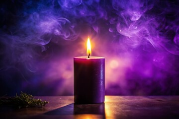 Purple Candle Silhouette, Romantic Evening, Dark Background, Mystical Silhouette Photography, Candlelight Silhouette