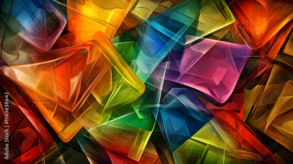 Poster vibrant abstract art display digital canvas colorful geometric shapes modern design close-up view ar