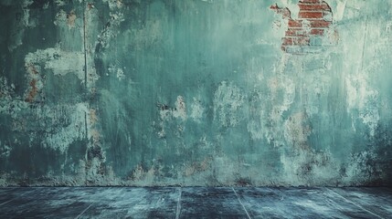 Wall with a brick texture and a blue background. The wall is empty and has a somewhat eerie feel to it