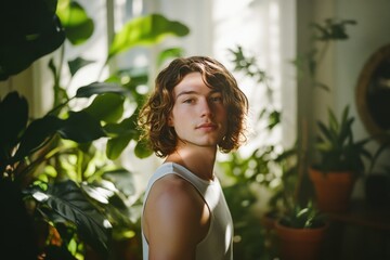 Fototapeta premium portrait of a person with plants