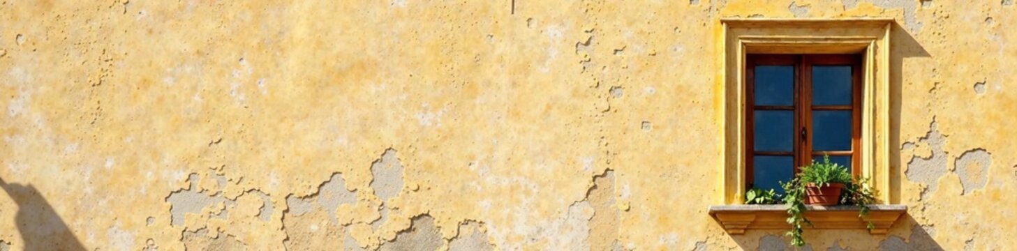 Fachada de edificio con patr?n de textura y color crema, con sombras de plantas y ventana, sombra, ventana