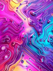 Glowing Neon Circuit Board Design