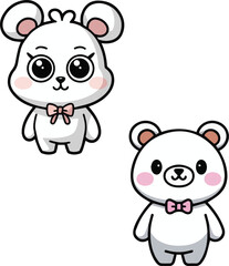cute bear outlines, different poses