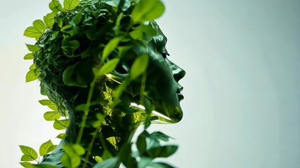 A woman is made of leaves and branches. ESG Environmental, social, and governance, carbon reduction decarbonization net zero and climate change