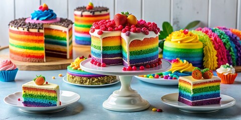 Rainbow Cake Recipes: Stunning Layer Cakes, Colorful Desserts, Birthday Cake Ideas, Easy Rainbow Swirl Cakes