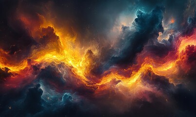 Fototapeta premium Abstract dark smoke clouds with accents, Generative AI