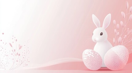 Obraz premium Geometric vector illustration of an Easter bunny and eggs