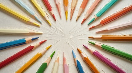 colorful pencils arranged in a circle