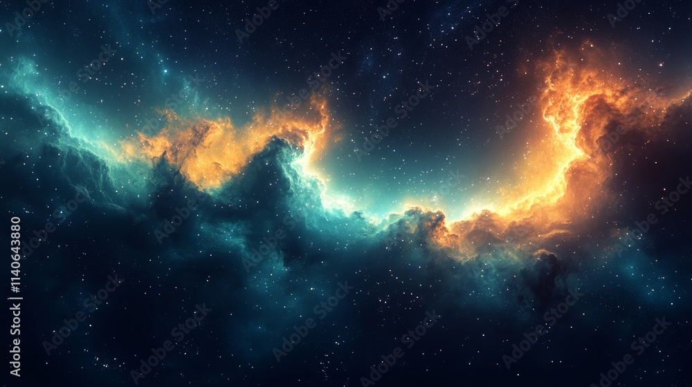 Wall mural colorful nebula cloud of gas and dust floating in space